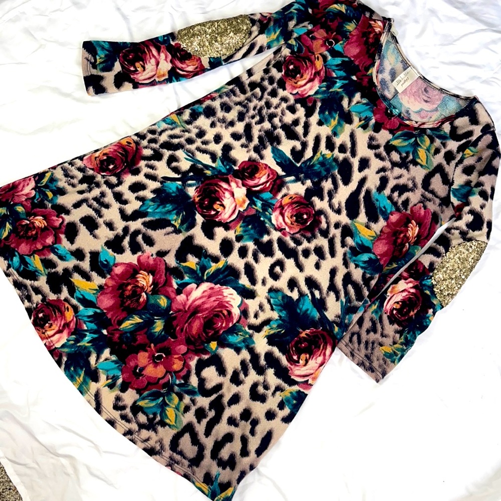 Lilypad Leopard & Roses Sweater Dress